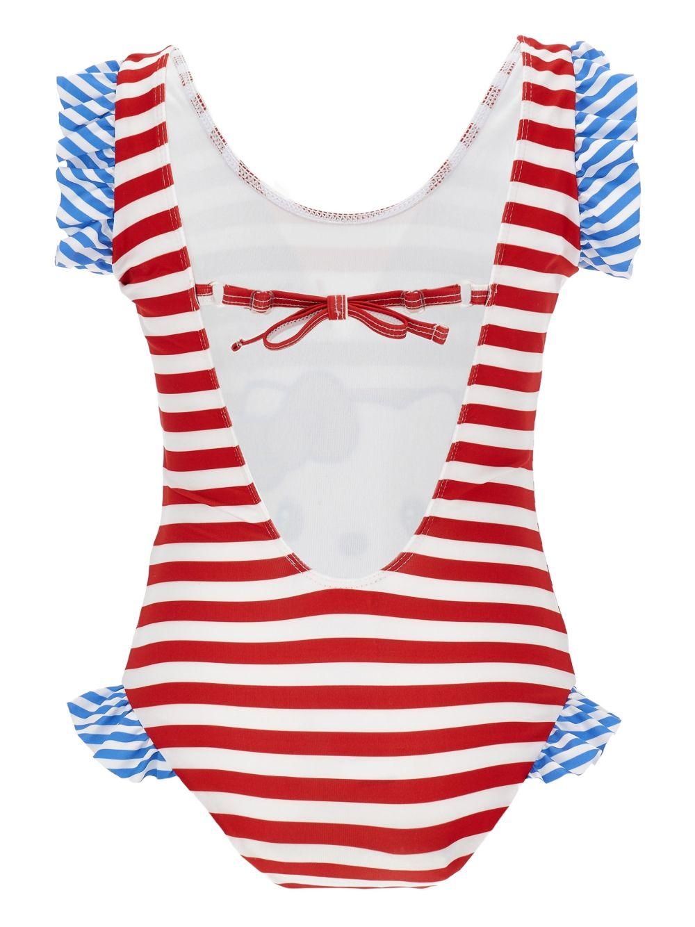 Costume intero per bambina Monnalisa x Sanrio Hello Kitty bianco e rosso a righe - Rubino Kids