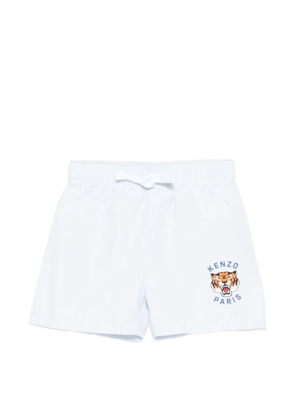 Costume per bambin Kenzo Kids bianco con stampa logo sul davanti - Rubino Kids