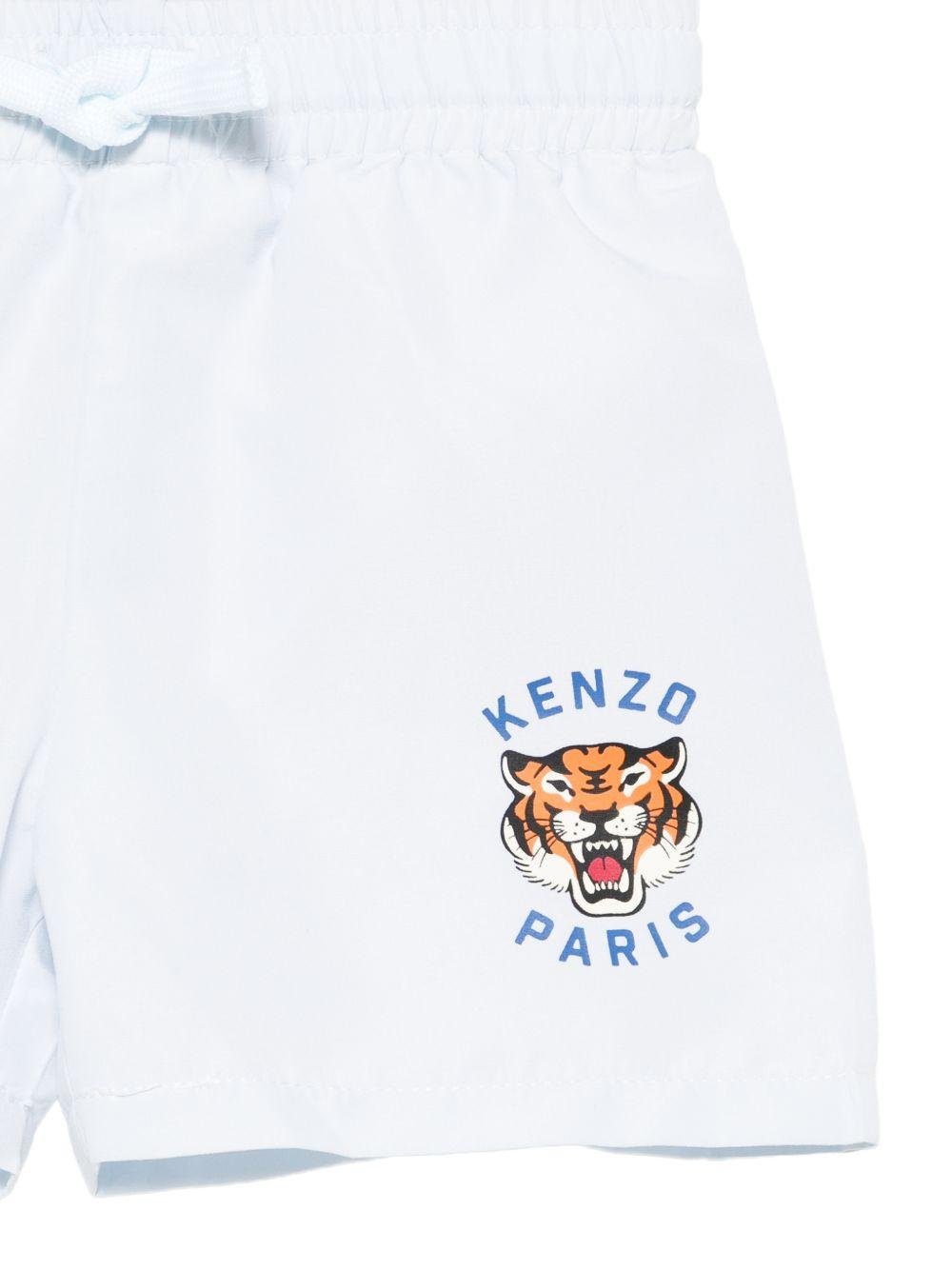 Costume per bambin Kenzo Kids bianco con stampa logo sul davanti - Rubino Kids