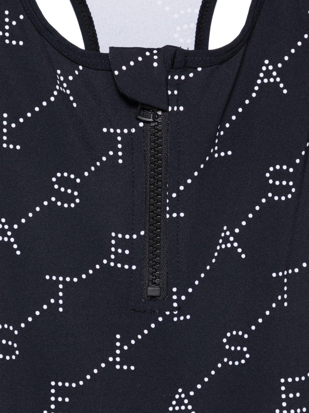 Costume per bambina Stella McCartney Kids nero con stampa logo all - over - Rubino Kids