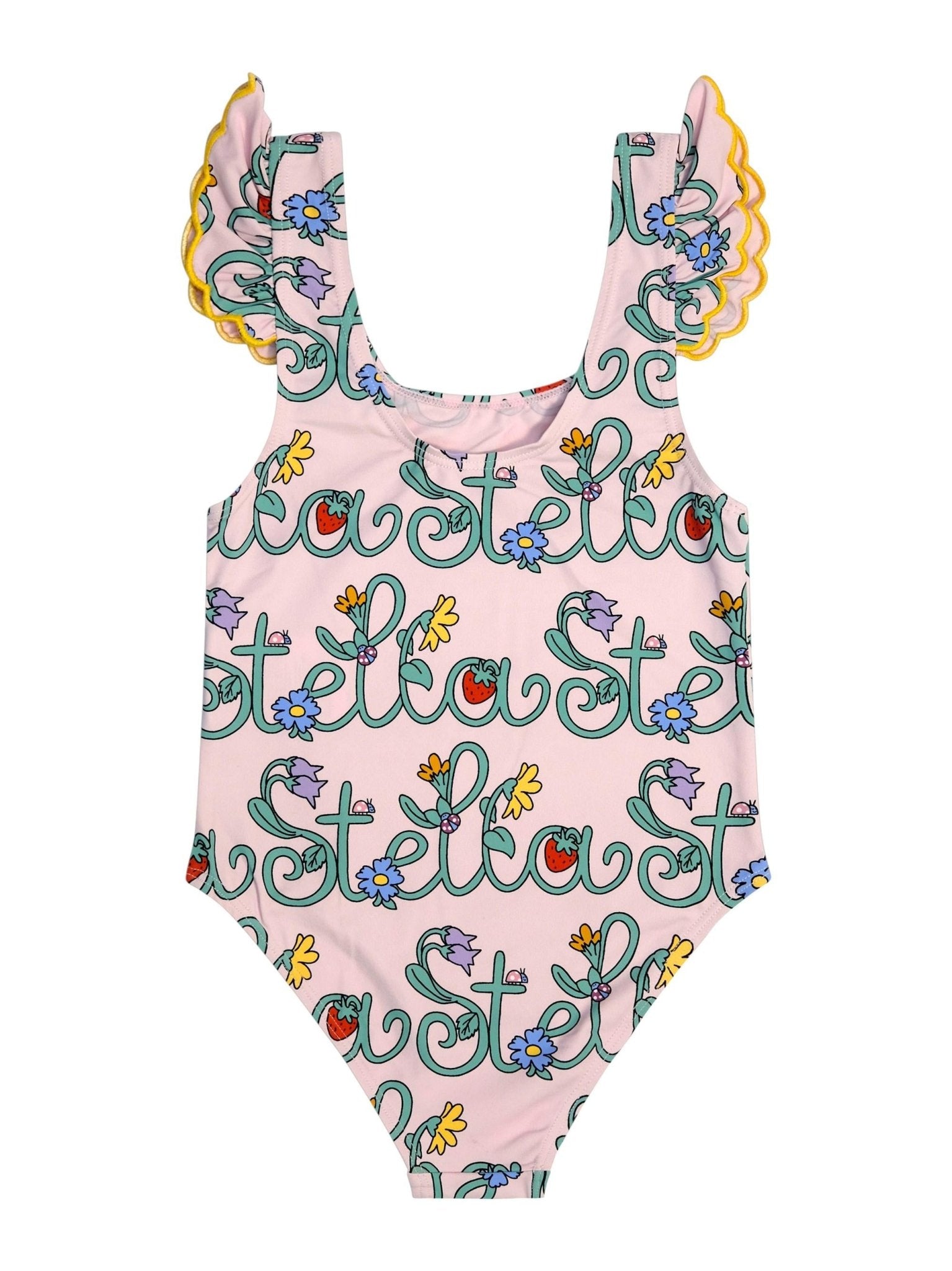 Costume per bambina Stella McCartney Kids rosa con stampa logo all - over - Rubino Kids