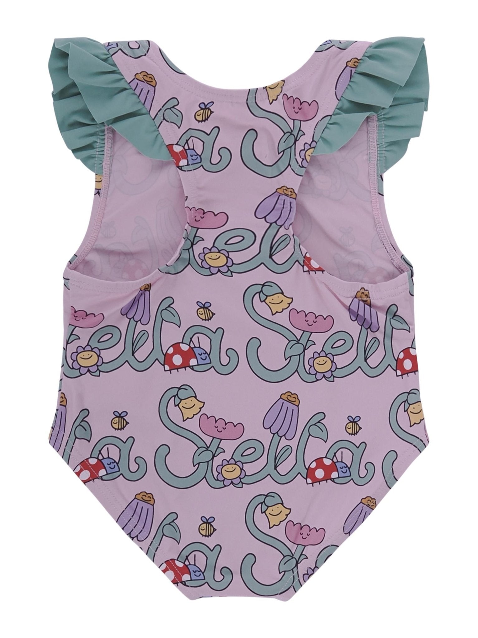 Costume per neonata Stella McCartney Kids rosa con stampa logo all - over - Rubino Kids
