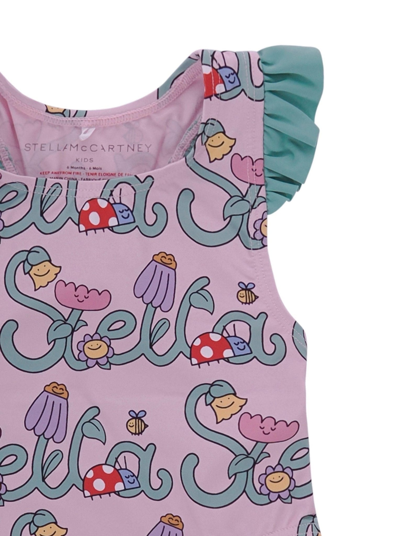 Costume per neonata Stella McCartney Kids rosa con stampa logo all - over - Rubino Kids