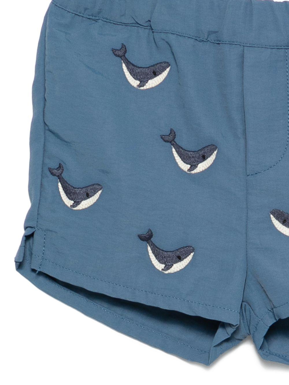 Costume per neonato Donsje blu con ricamo balene all - over - Rubino Kids