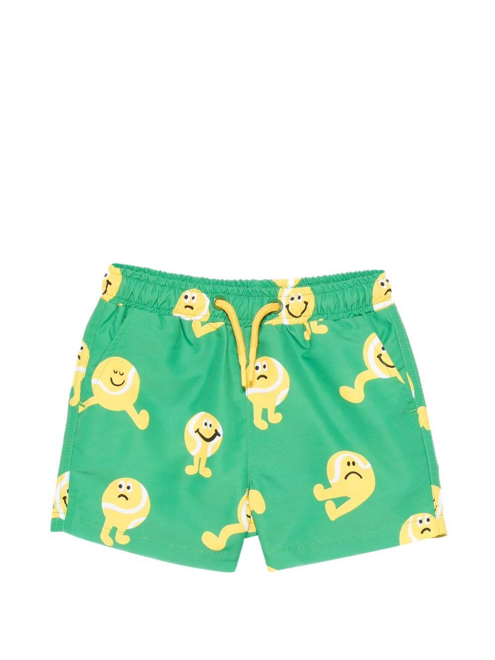 Costume per neonato Stella McCartney Kids verde con stampa palline da tennis - Rubino Kids