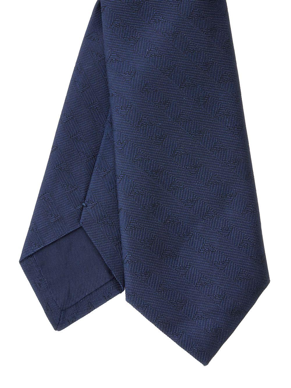 Cravatta per bambino Emporio Armani kids blu con stampa logo - Rubino Kids