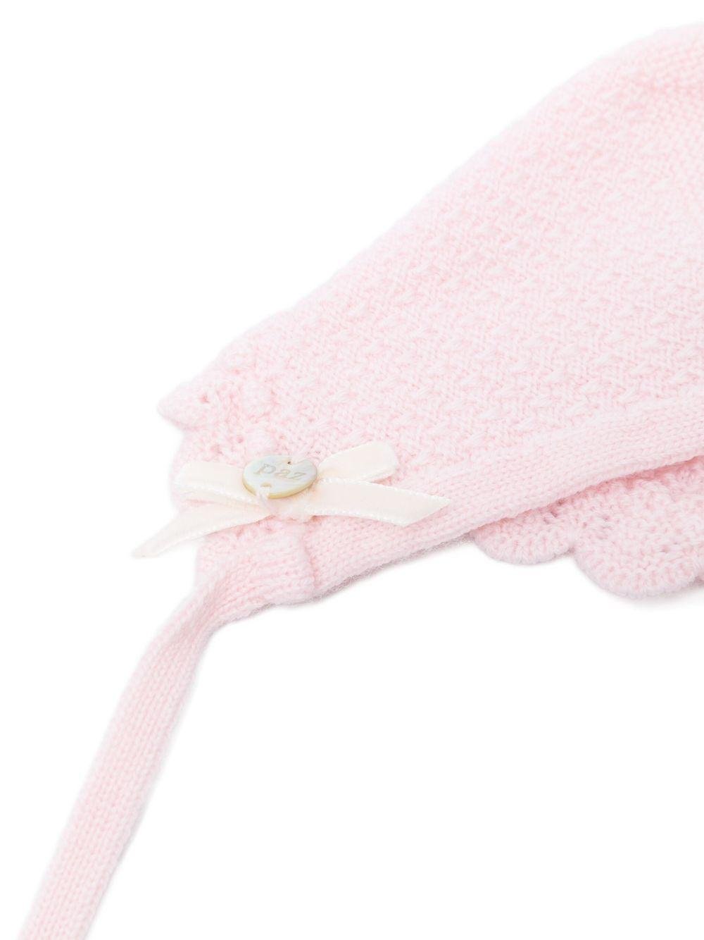 Cuffia per neonata Paz Rodríguez rosa con bordo smerlato - Rubino Kids