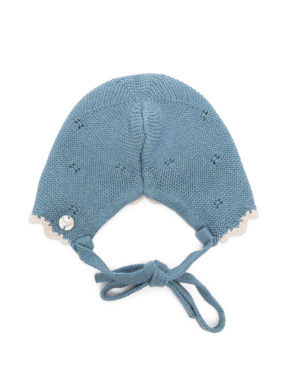 Cuffia per neonati Paz Rodrìguez blu con orlo a smerlo - Rubino Kids