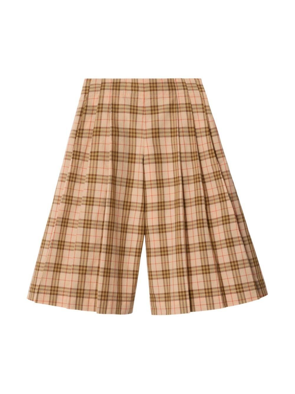 Culottes per bambina Burberry Kids beige con motivo a quadri - Rubino Kids