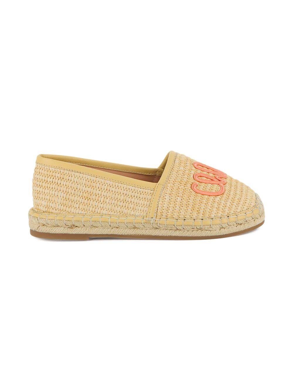 Espadrilles per bambina Chloé Kids beige con ricamo - Rubino Kids