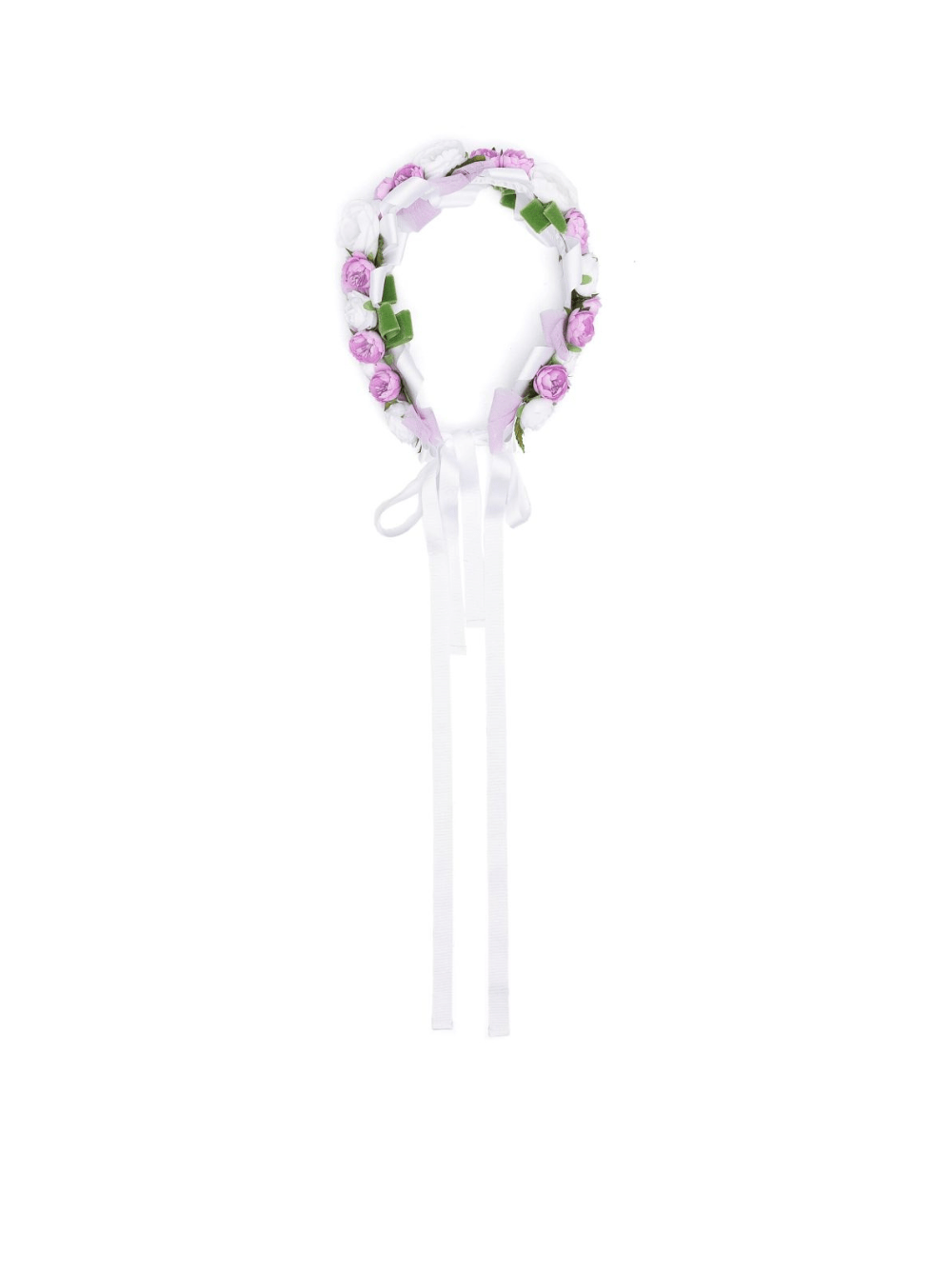 Fascia per capelli per bambina Colorichiari bianco con applicazioni floreali e nastro di grosgrain - Rubino Kids