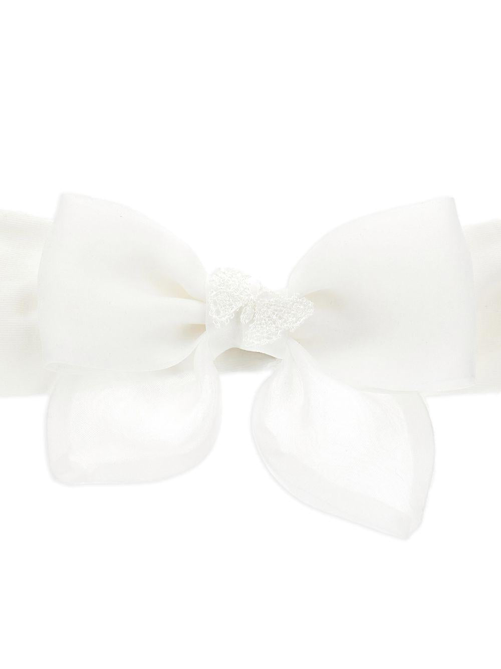 Fascia per capelli per neonata Monnalisa bianca con dettaglio con fiocco - Rubino Kids