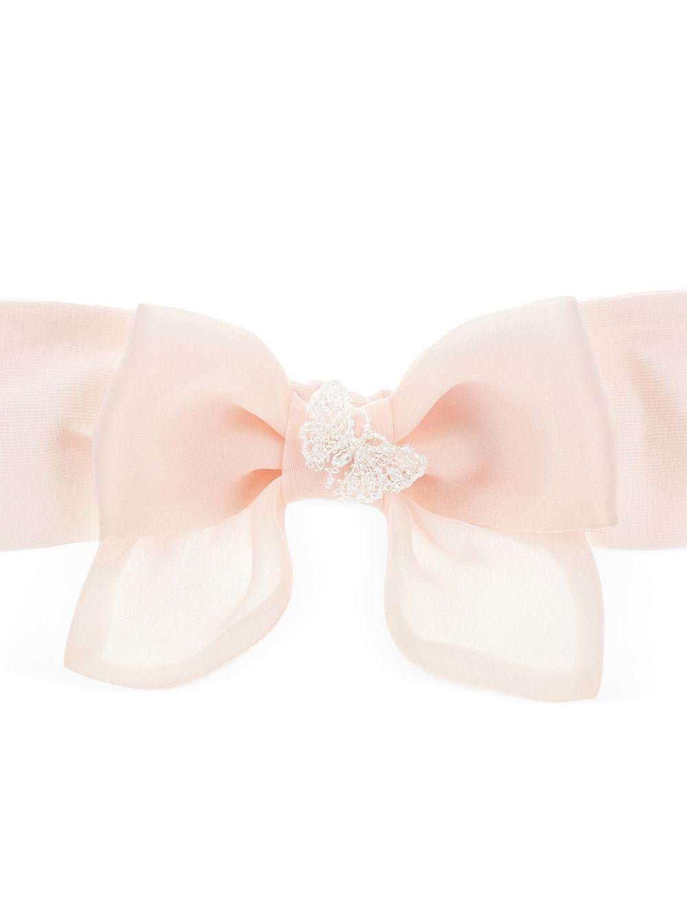 Fascia per capelli per neonata Monnalisa rosa con dettaglio con fiocco - Rubino Kids
