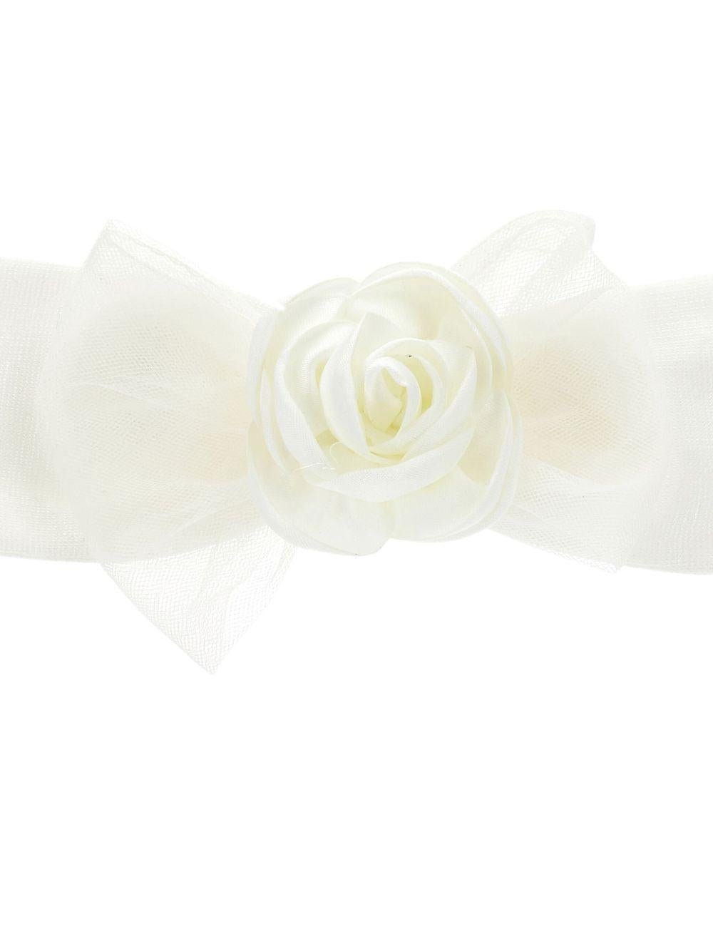 Fascia per neonata Monnalisa bianca con decorazione a fiori - Rubino Kids