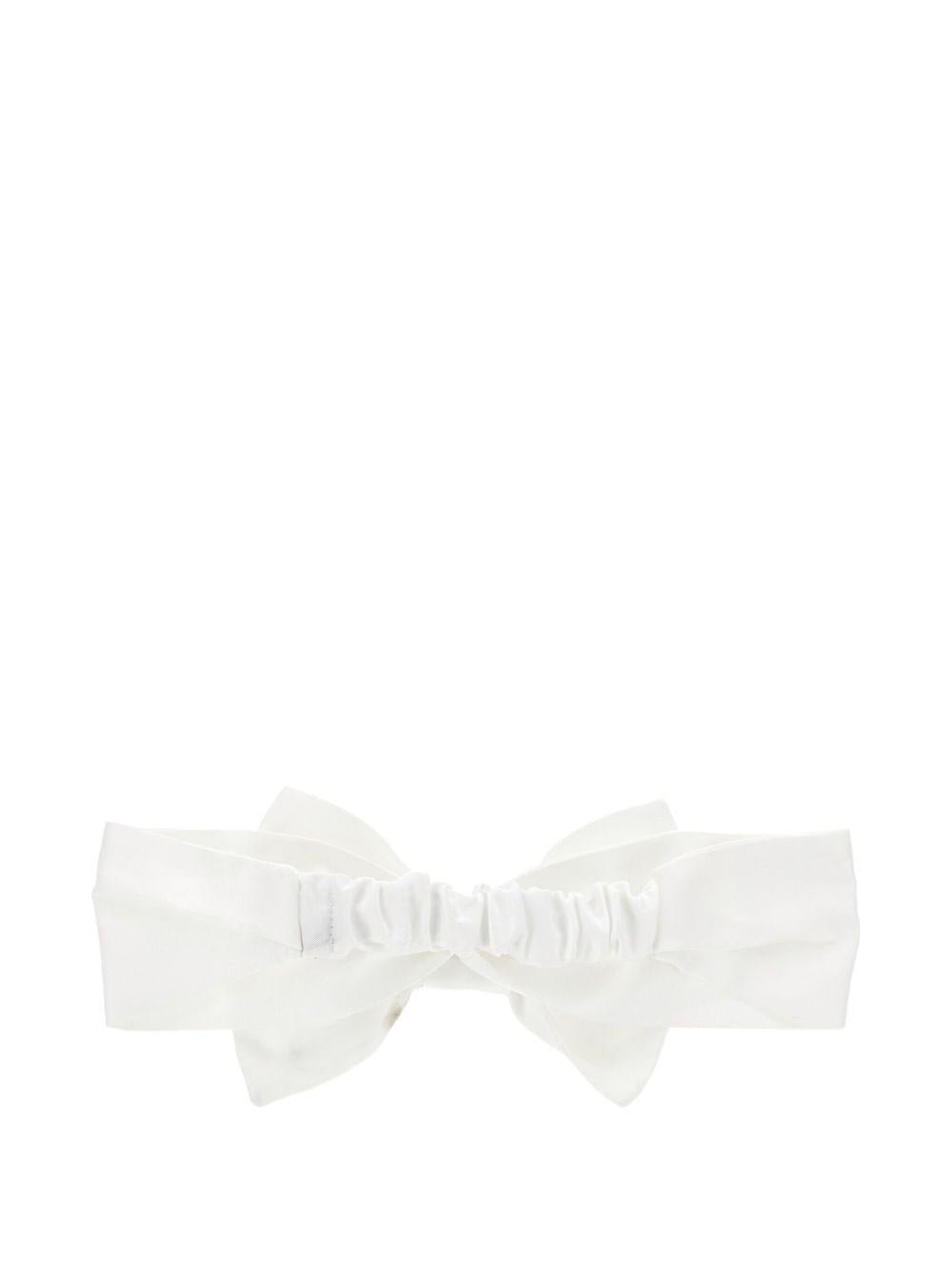 Fascia per neonata Monnalisa bianco in raso con fiocco - Rubino Kids