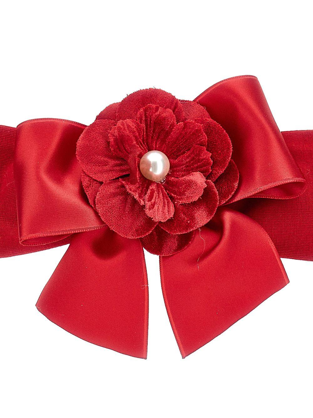 Fascia per neonata Monnalisa rosso con decorazione a fiori - Rubino Kids