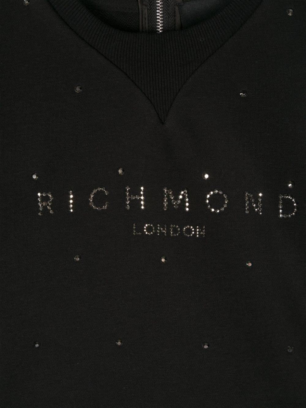 Felpa con borchie per bambina John Richmond Junior nero con girocollo - Rubino Kids