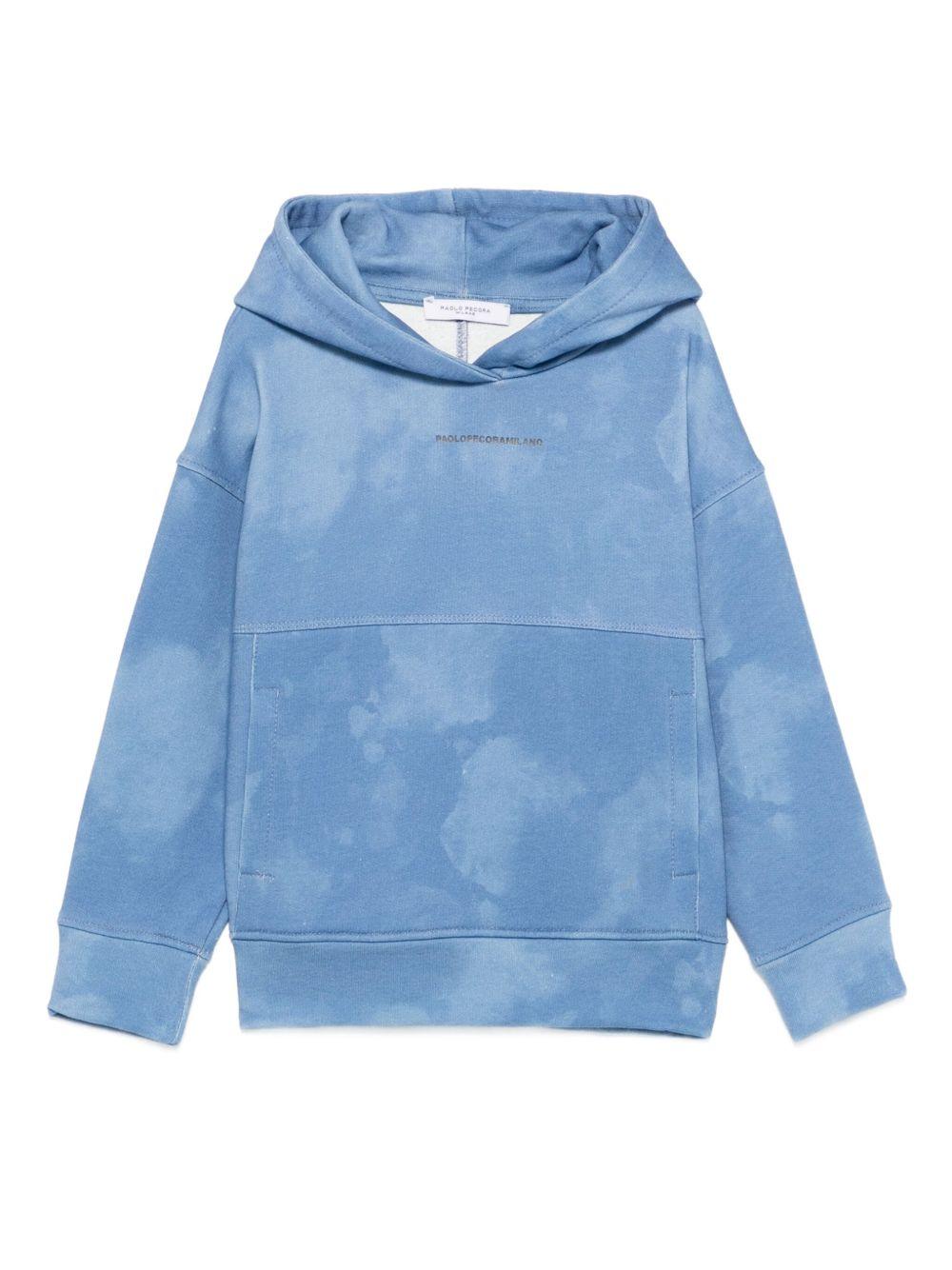 Felpa con cappuccio per bambino Paolo Pecora Kids azzurro con motivo tie - dye - Rubino Kids