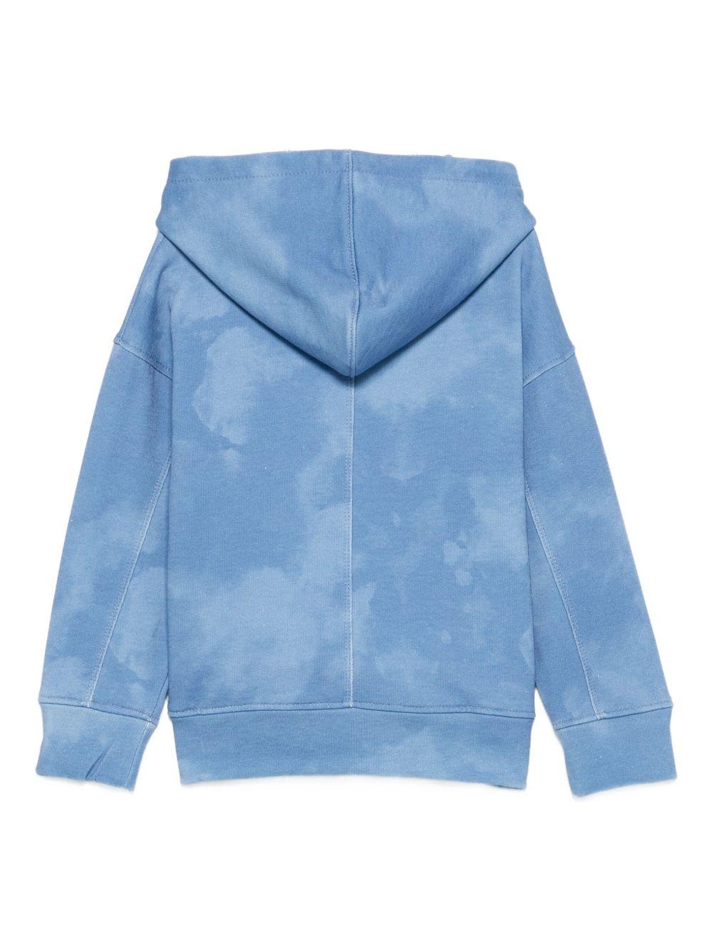 Felpa con cappuccio per bambino Paolo Pecora Kids azzurro con motivo tie - dye - Rubino Kids