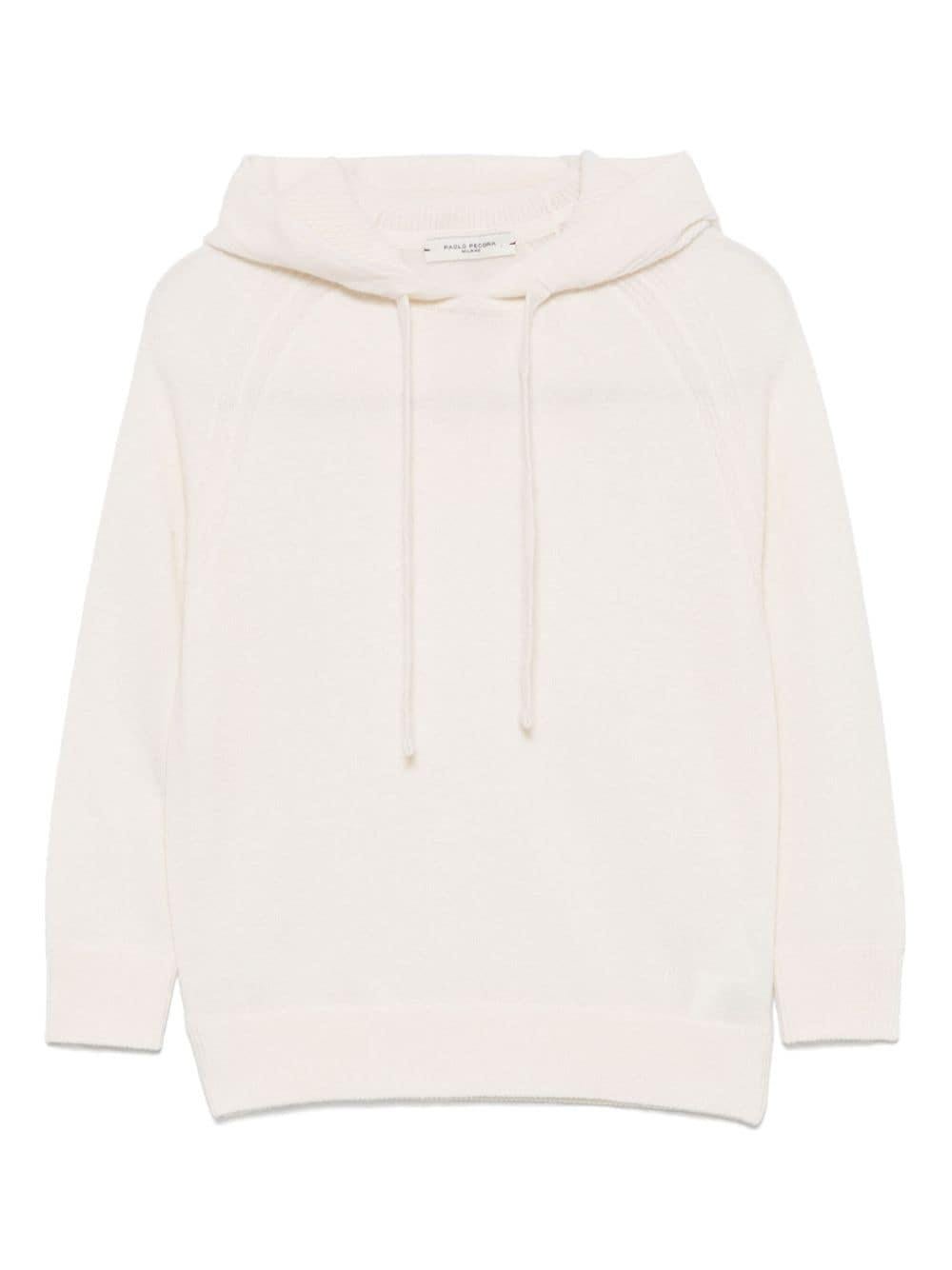 Felpa con cappuccio per bambino Paolo Pecora Kids bianco con logo laterale - Rubino Kids