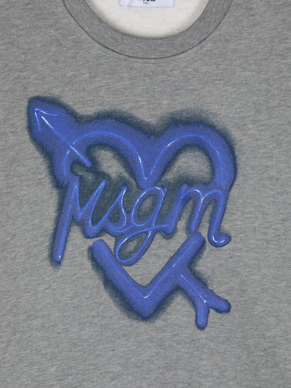 Felpa con stampa logo per bambina MSGM Kids grigio con girocollo - Rubino Kids