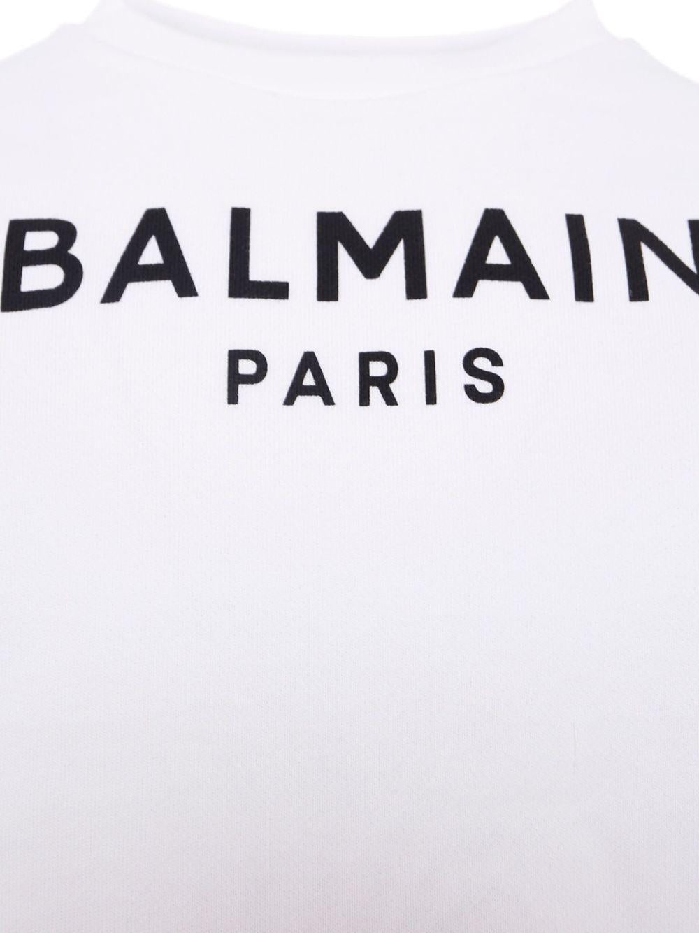 Felpa con stampa per bambino Balmain Kids bianca con logo - Rubino Kids
