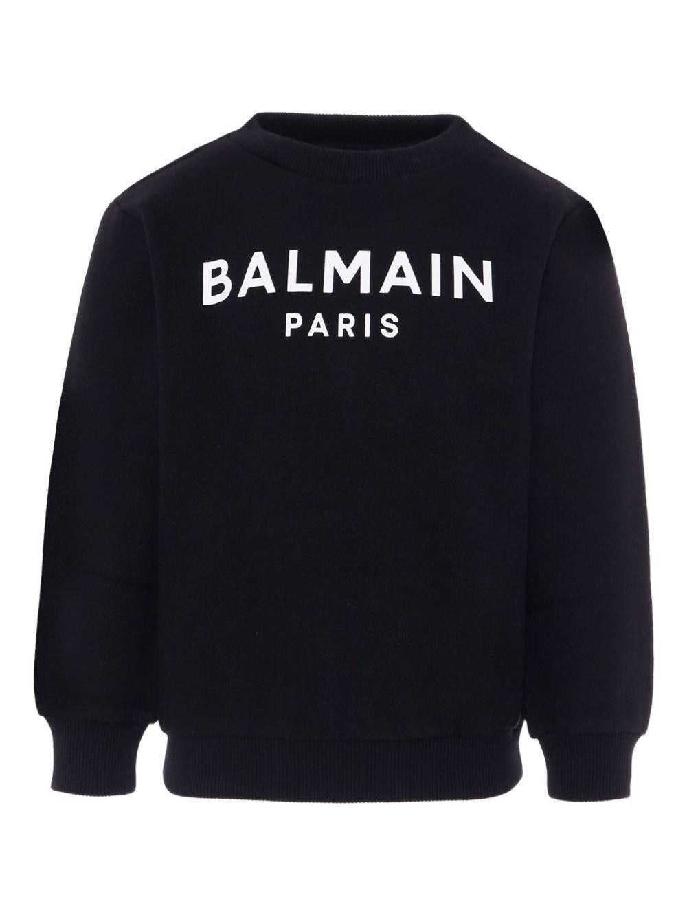 Felpa con stampa per bambino Balmain Kids nera con logo - Rubino Kids