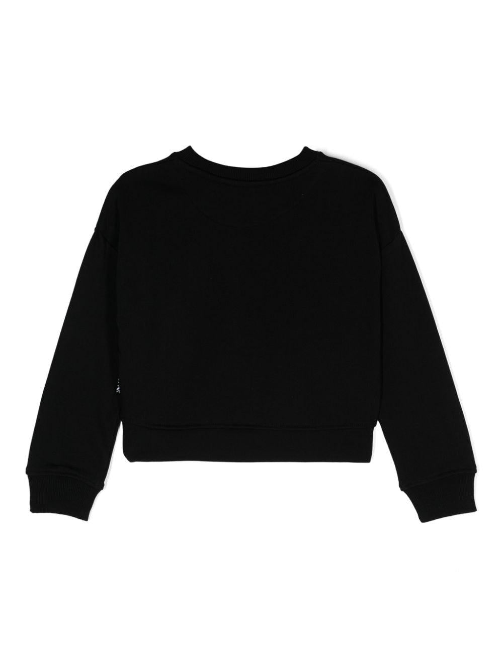 Felpa con strass per bambina John Richmond Junior nero con girocollo - Rubino Kids