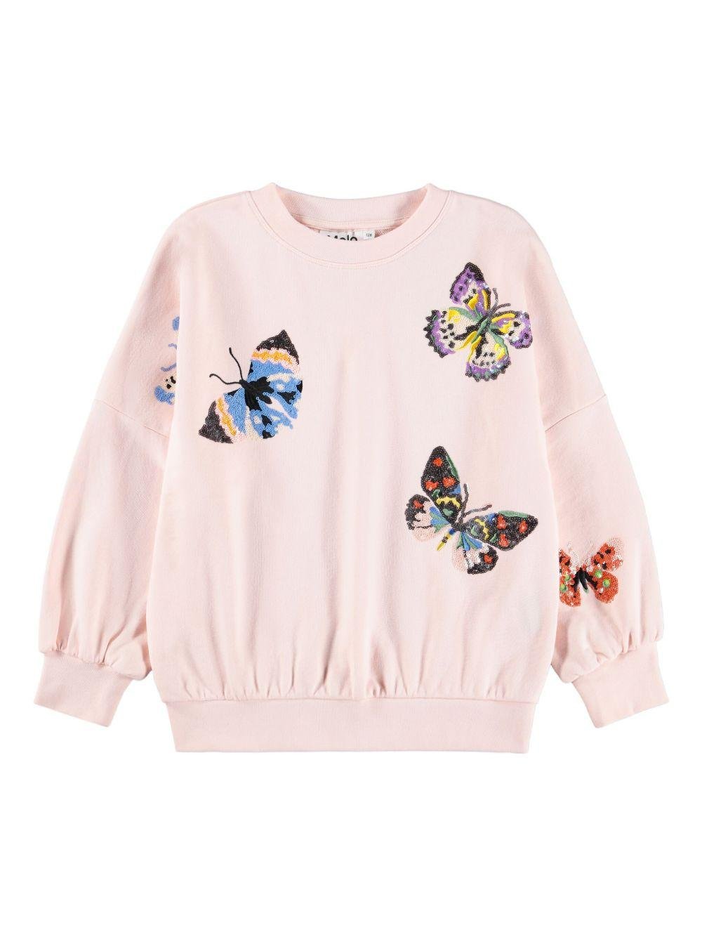 Felpa Marika per bambina Molo rosa con decorazione farfalle - Rubino Kids