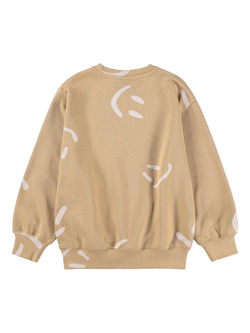 Felpa Monti per bambino Molo beige con stampa smile - Rubino Kids