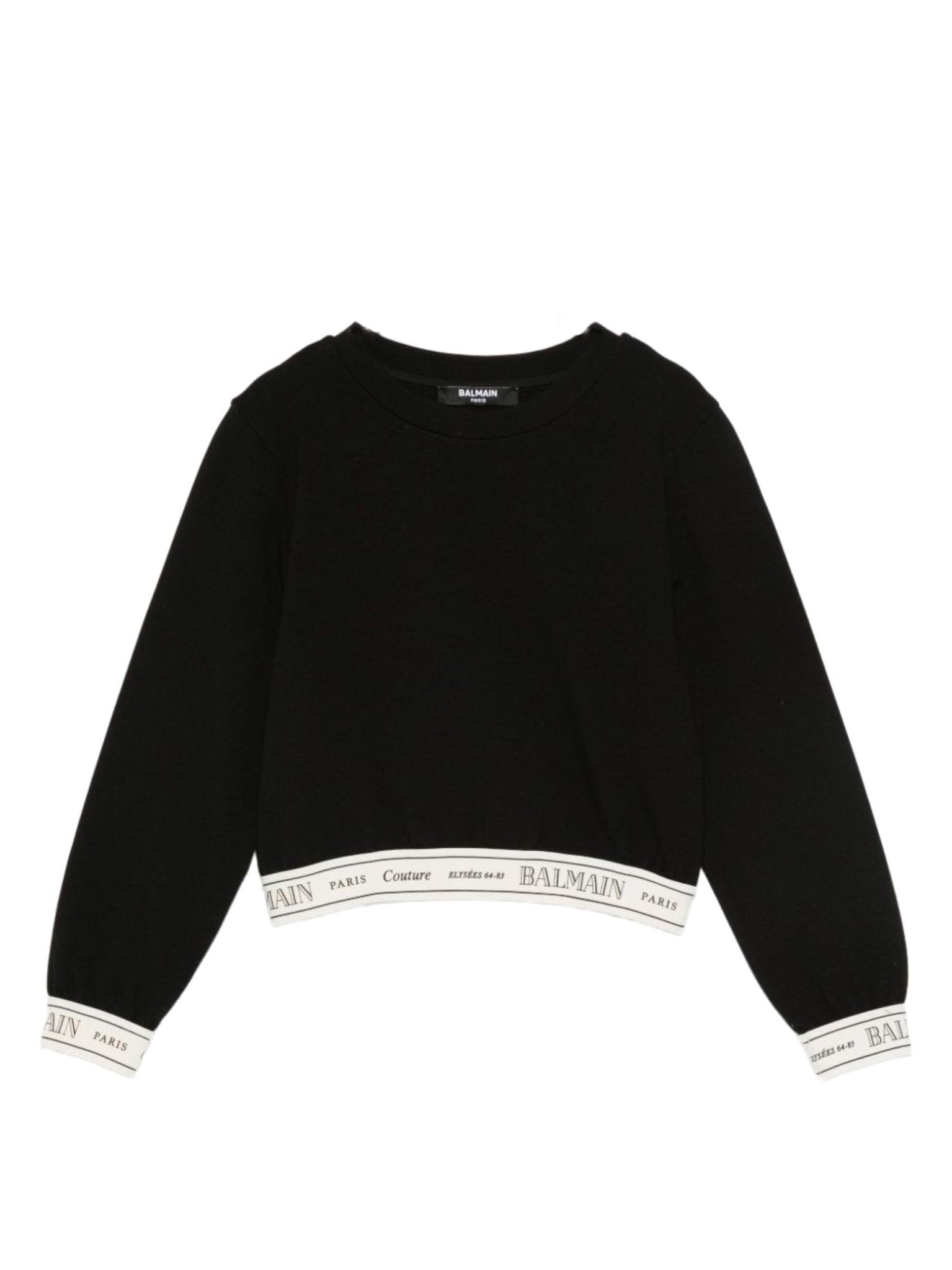 Felpa per bambina Balmain Kids nera con fascia logo - Rubino Kids