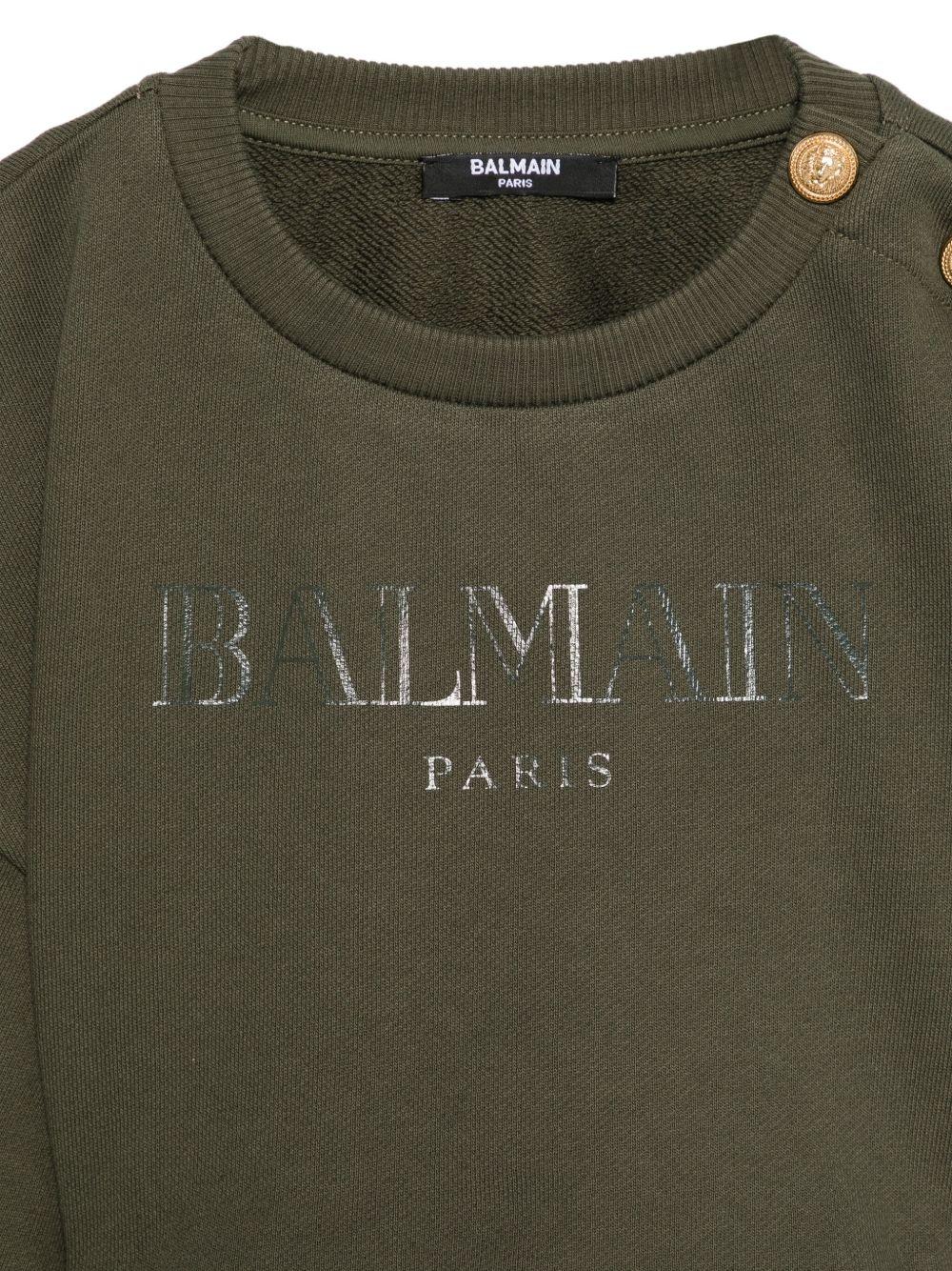 Felpa per bambina Balmain Kids verde con stampa logo - Rubino Kids