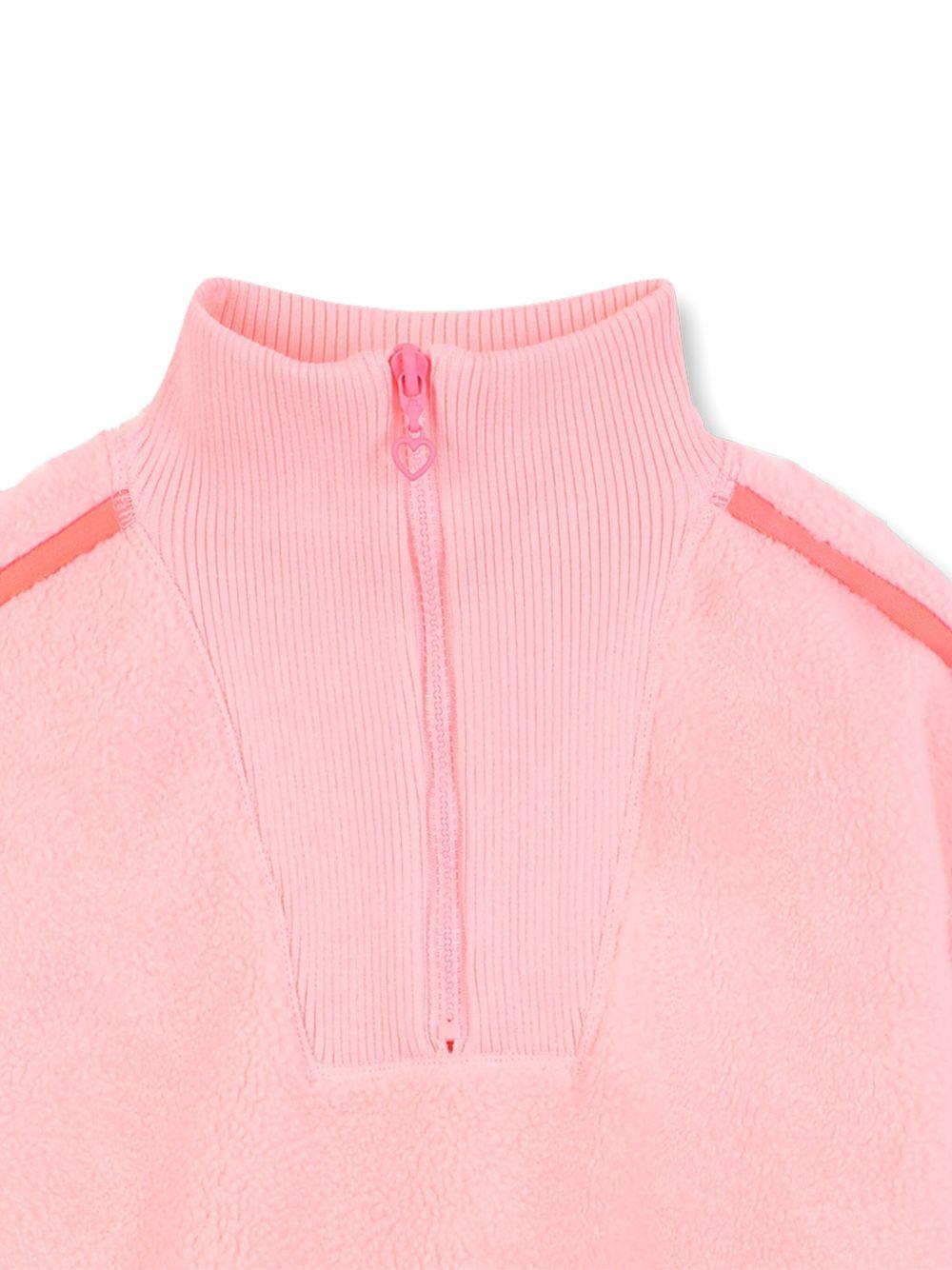 Felpa per bambina Billieblush rosa in pile con zip e collo rialzato - Rubino Kids