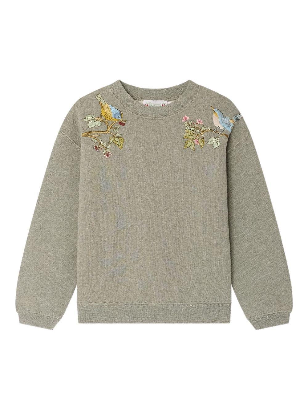 Felpa per bambina Bonpoint verde con ricamo - Rubino Kids