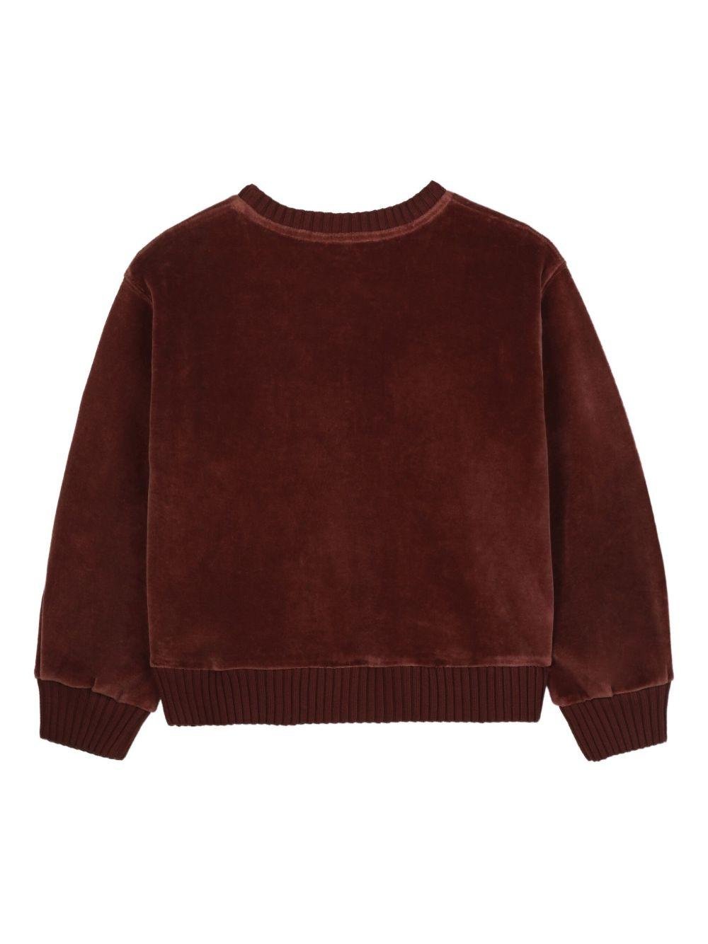 Felpa per bambina Chloé Kids rosso con logo ricamato - Rubino Kids