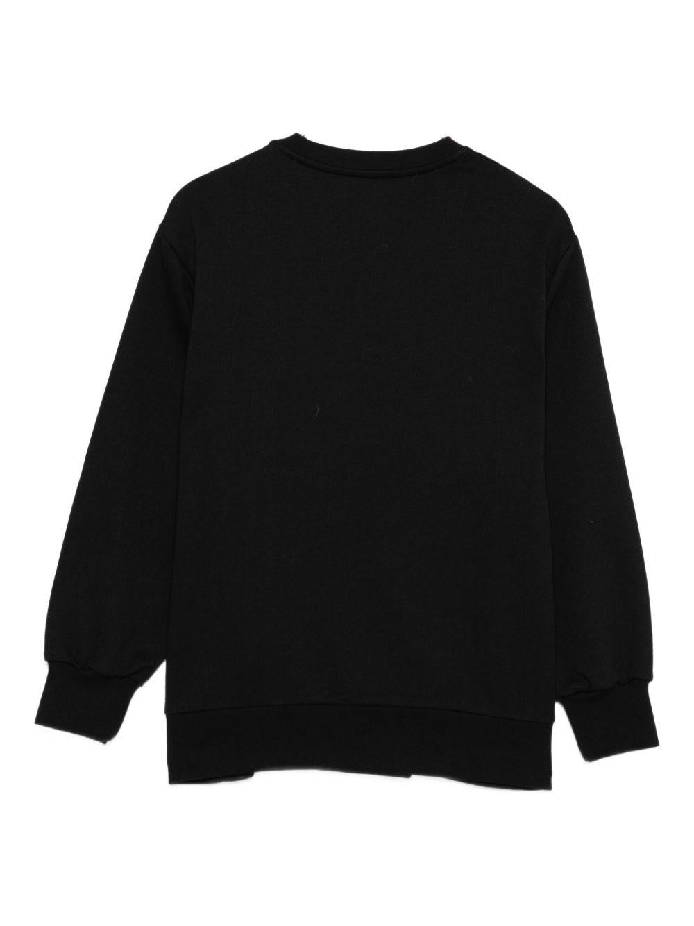 Felpa per bambina Elisabetta Franchi La Mia Bambina nero con cristalli e logo - Rubino Kids