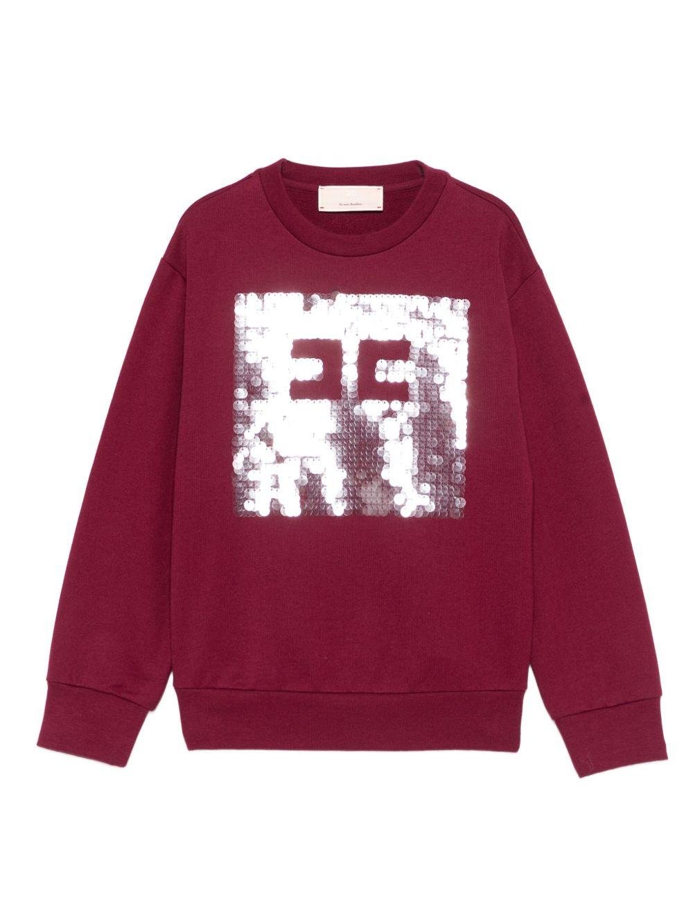 Felpa per bambina Elisabetta Franchi La Mia Bambina rosso con decorazione con paillettes - Rubino Kids