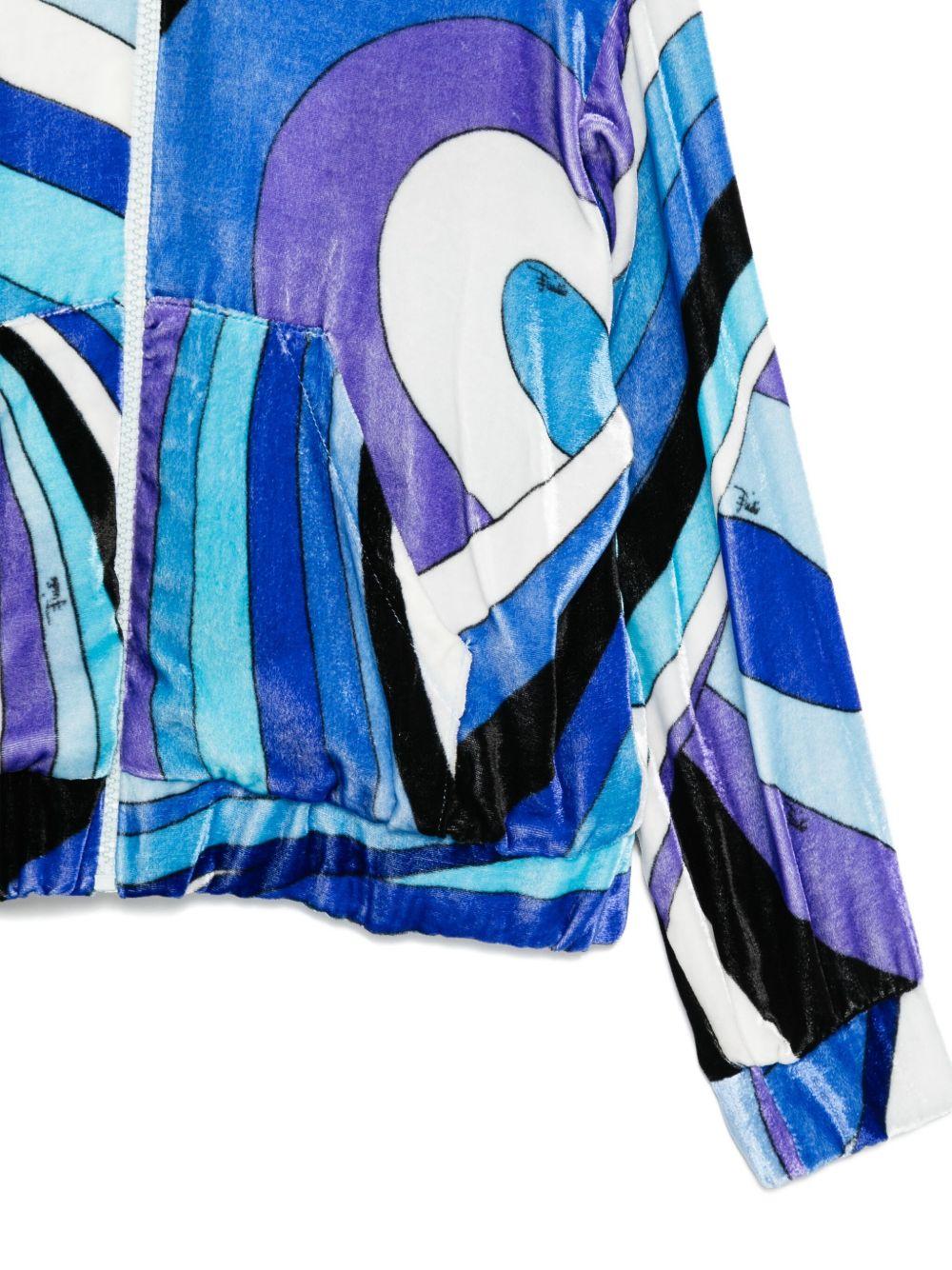 Felpa per bambina Emilio Pucci Junior blu con motivo a onde - Rubino Kids