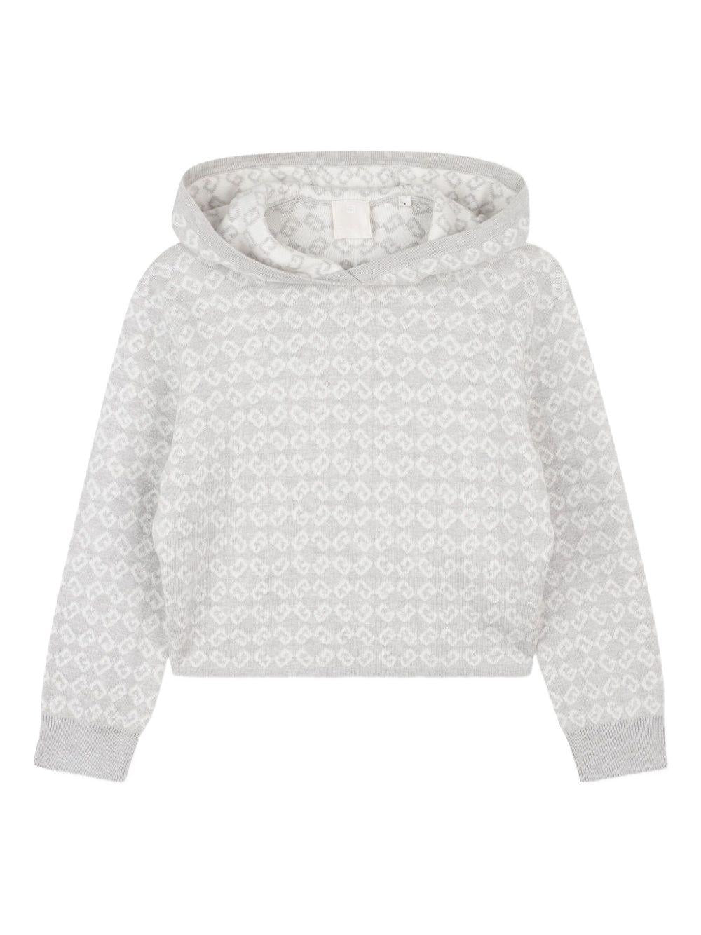Felpa per bambina Givenchy Kids grigia con motivo jacquard con logo - Rubino Kids