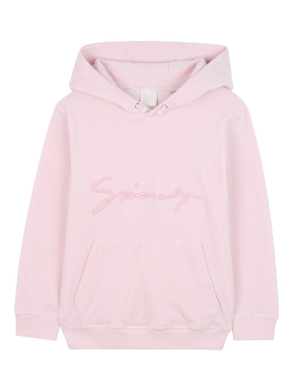 Felpa per bambina Givenchy Kids rosa con logo ricamato e cappuccio - Rubino Kids