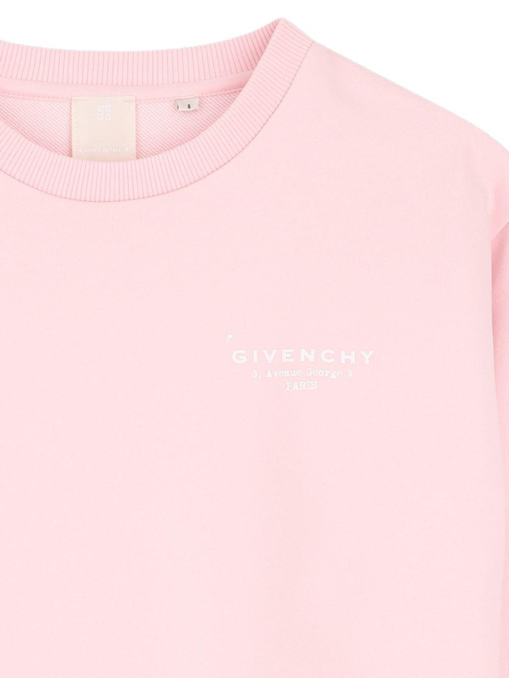 Felpa per bambina Givenchy Kids rosa con stampa tono su tono - Rubino Kids