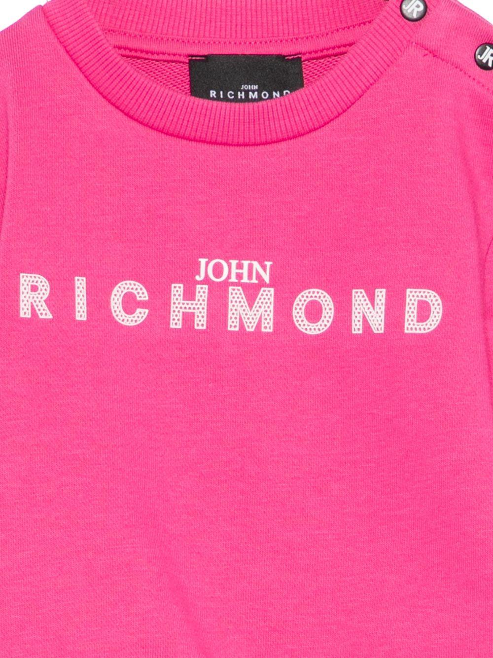 Felpa per bambina John Richmond Junior fucsia con logo sul davanti - Rubino Kids