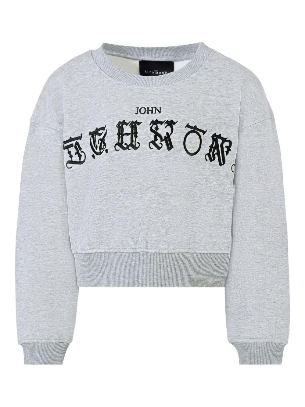 Felpa per bambina John Richmond Junior grigio con ricamo logo - Rubino Kids