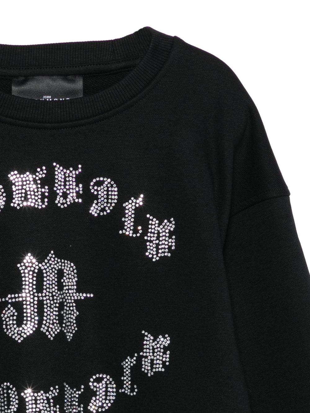 Felpa per bambina John Richmond Junior nero con strass - Rubino Kids