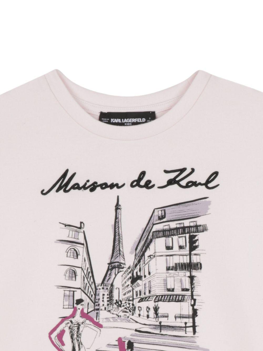 Felpa per bambina Karl Lagerfeld Kids rosa con stampa grafica - Rubino Kids