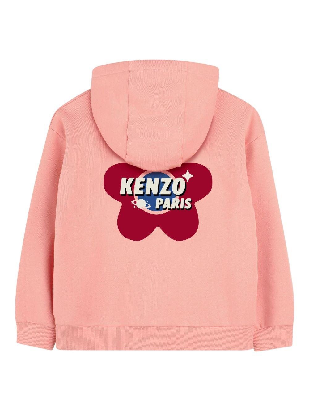 Felpa per bambina Kenzo Kids rosa con cappuccio - Rubino Kids