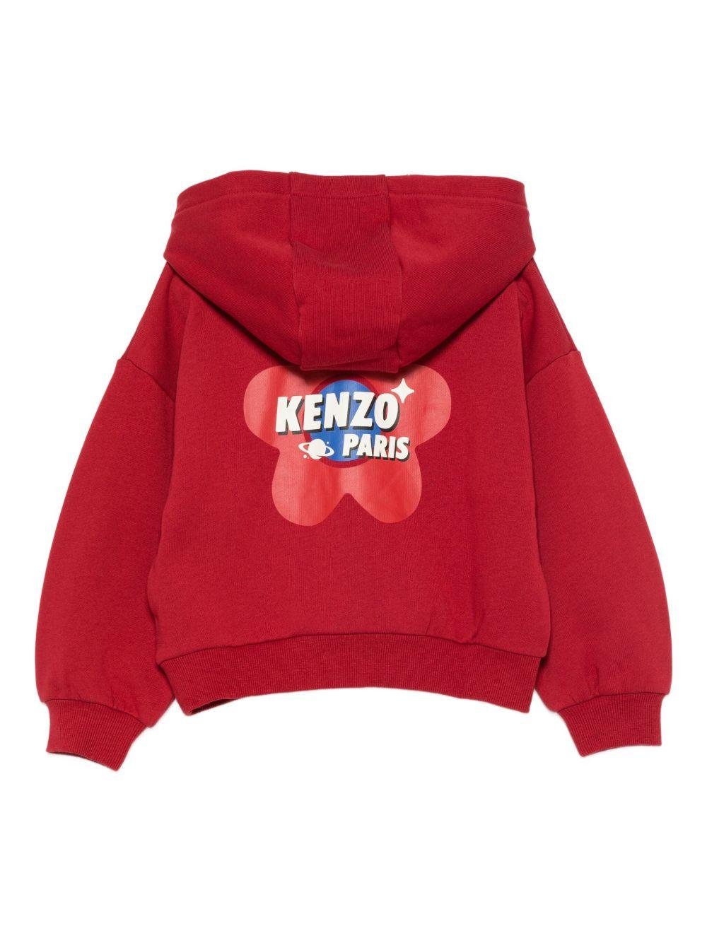 Felpa per bambina Kenzo Kids rosso con logo sul davanti - Rubino Kids