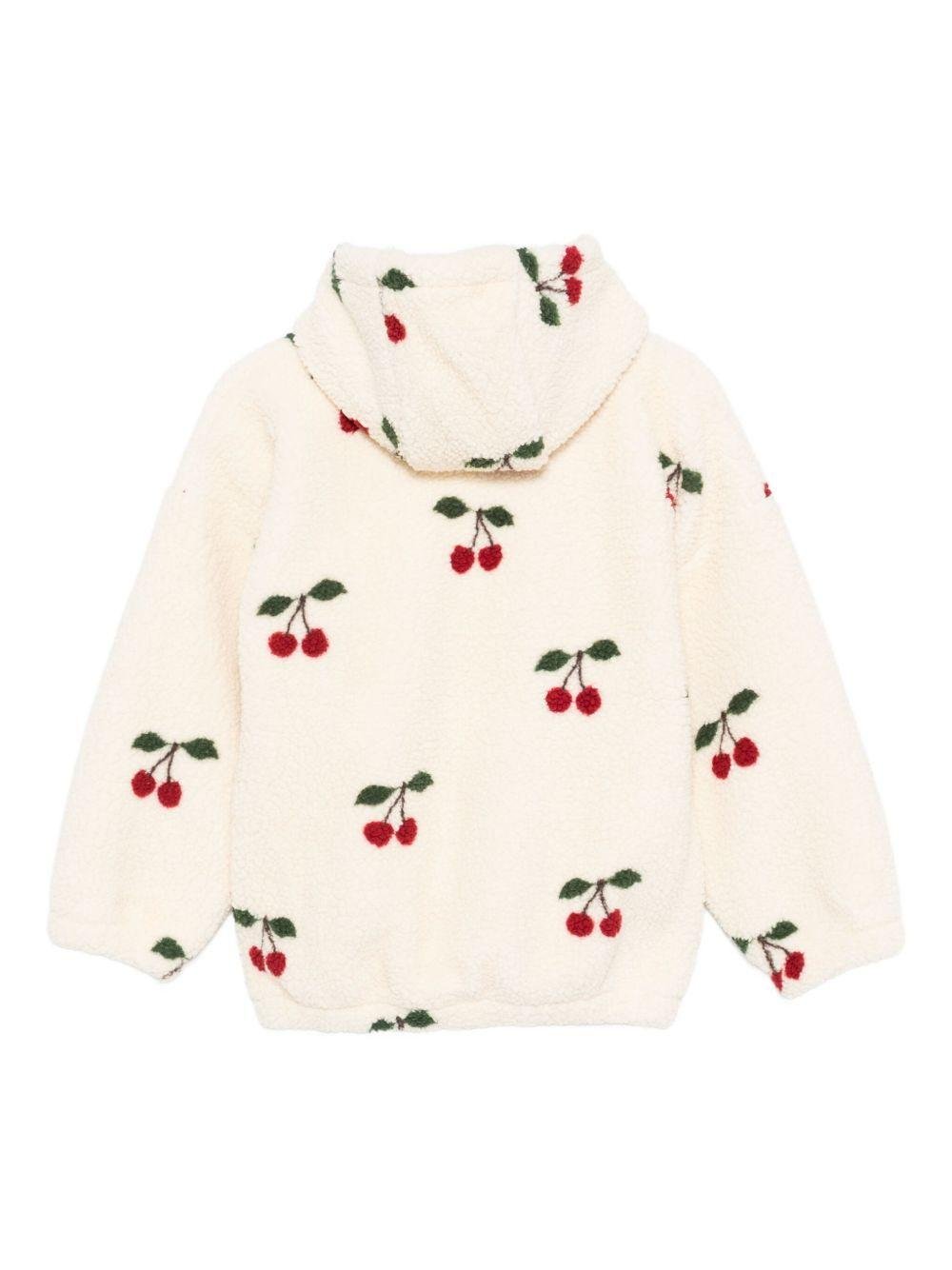 Felpa per bambina Konges Sløjd bianco con motivo ciliegie - Rubino Kids