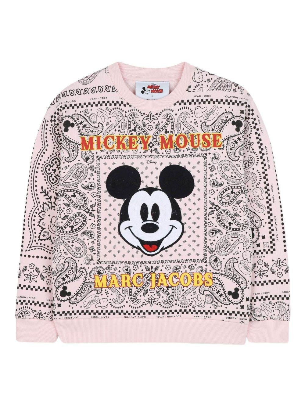 Felpa per bambina Marc Jacobs Kids x Disney Mickey Mouse rosa con stampa paisley - Rubino Kids