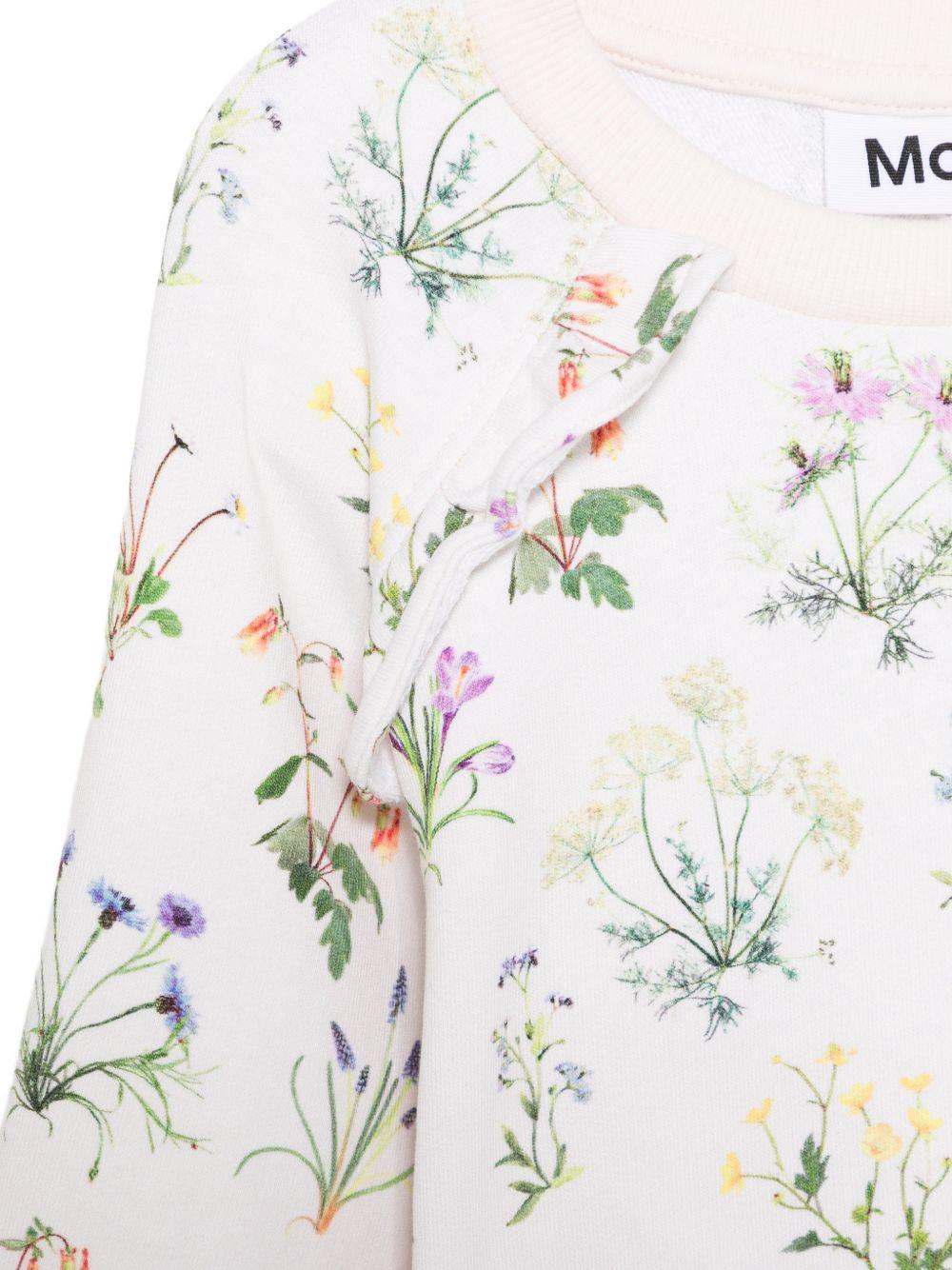 Felpa per bambina Molo bianca con stampa fiori all - over - Rubino Kids